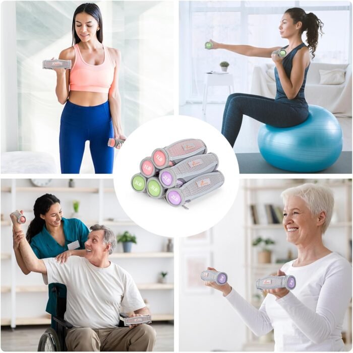 Sportneer Hand Weights Set, Removable Walking Weight of 6 (1lb, 2lbs, 3lbs Each Pack) Soft Dumbbells Sets for Women Men Walking Dumbbell with Hand Strap for Workout Running Physical Therapy Aerobics - Image 7