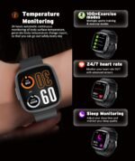 Advanced Health & Fitness Smartwatch,1.72'' HD Touchscreen,Men's Women's Smartwatch,100+ Exercise Modes,24/7 Heart Rate,Blood Oxygen,Stress,Sleep Tracking,Waterproof Fitness Tracker (Black) - Image 4