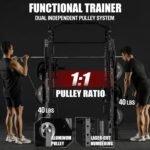 Mikolo Smith Machine, Multi-Function Power Cage with Dual Pulley System, Vertical Leg Press Attachment, Squat Rack Power Rack with More Training Attachment for Home Gym - Image 4