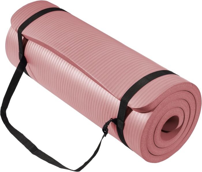 Yoga Mat 1-Inch Extra Thick High-Density Exercise Mat with Non-Slip Surface & Carry Strap for Men & Women Tear-Resistant Pilates Workout Mat for Home Gym, Floor Fitness, Pale Pinkish - Image 2