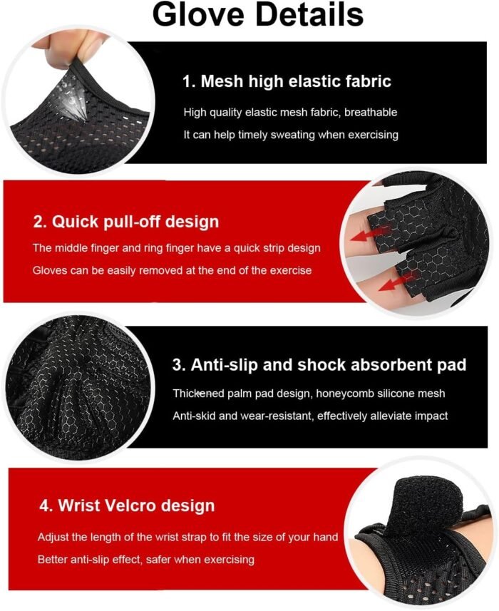 Workout Gloves for Women & Men, Gym Gloves Weight Lifting Gloves for Men, Mens Workout Gloves Fitness Gloves - Image 4