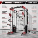 RitKeep PMAX 5600 Home Gym SmithΔ Machine, 6-in-1 Strength Training System with 326lb Dual Weight Stacks, Multi-Accessories Including Chin-up, Dip Bar, Low Row and Landmine. - Image 3