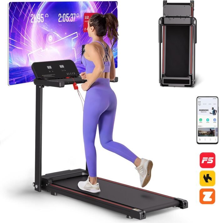 Foldable Treadmill with Handles Treadmills for Home Small Spaces 3HP Folding Treadmills Walking Pad Treadmill with Handle Bar Quiet Walking Machine, 300LBS Capacity, Portable Small Home Gym (Black) - Image 10