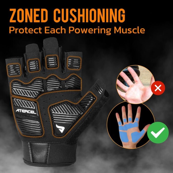 ATERCEL Gym Workout Gloves for Men and Women, Weight Lifting Gloves with Excellent Grip, Lightweight Fitness Gloves for Training, Cycling, Pull Ups, Exercise, Climbing, Rowing and Weightlifting - Image 3