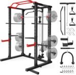 OPPSDECOR Power Cage, 1600lbs Power Rack with Adjustable Cable Pulley System & LAT Pull Down System, Multi-Functional Squat Rack with More Training Attachments, Weight Cage for Home Gym - Image 2