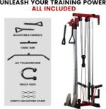 Wall Mounted Cable Station, Multi-Functional Upper Body Weight Machine, LAT Pulldown with 17 Positions Dual Pulley System, Space Efficient Home Gym Equipment - Image 5