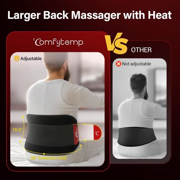 Comfytemp XL Cordless Heating Pad with Massager for Back Pain Relief, Portable Lower Back Massager with Heat Button App Control FSA HSA Eligible Wireless, Birthday Gifts for Mom Dad - Image 3