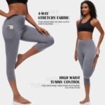 FULLSOFT Capri Leggings with Pockets High Waisted Capri Leggings for Women Workout Yoga Pants Capris - Image 4