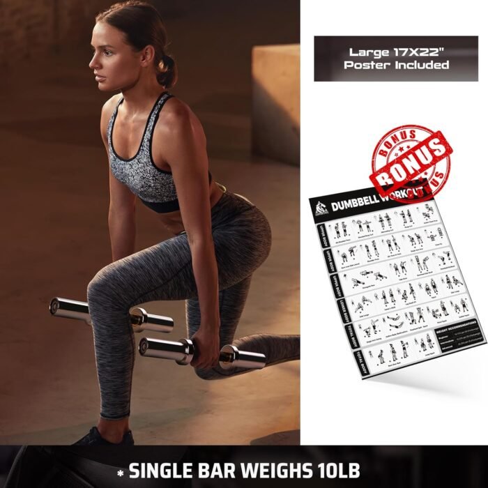 LIONSCOOL 16"/20” Loadable Dumbbells Pairs in Commercial Grade, Heavy Duty Olympic Dumbbell Bar/Handle for Strength Training, Compatible with 2’’ Standard Plates - Image 7