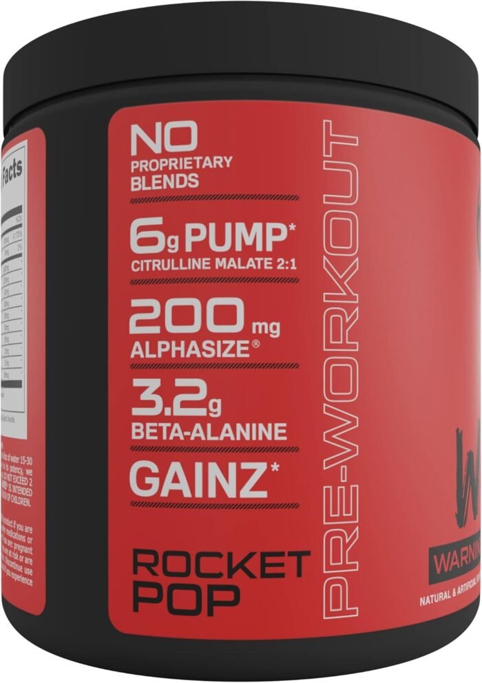 Bucked Up - Woke - HIGH STIM Pre Workout - Best Tasting - Focus Nootropic, Pump, Strength and Growth, 30 Servings (Rocket Pop) - Image 4