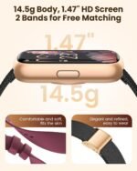 Fitness Tracker, 24/7 Heart Rate Monitor Watch, 1.47" Fitness Watches for Women with 24 Sport Modes, Androdi Smart Watches for Women/Men, IP68 Step Tracker, Pedometer, Gift - Image 3