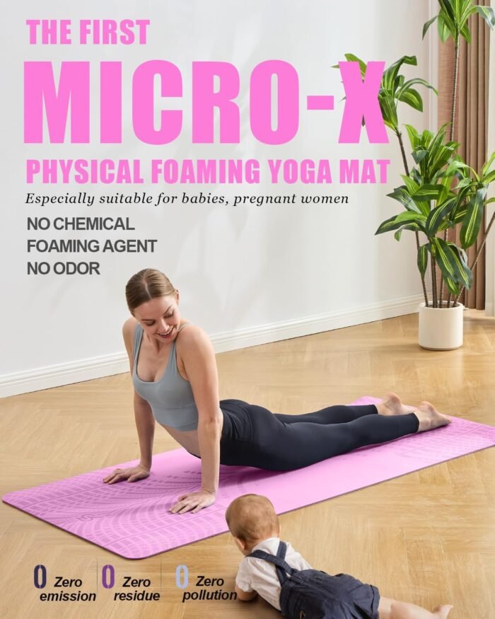LOLLIPOP Thick Yoga Mat, Non-Slip Exercise Mat for Yoga, Pilates, Stretching Fitness & Exercise Mat with Easy-Cinch Carrier Strap - Image 3