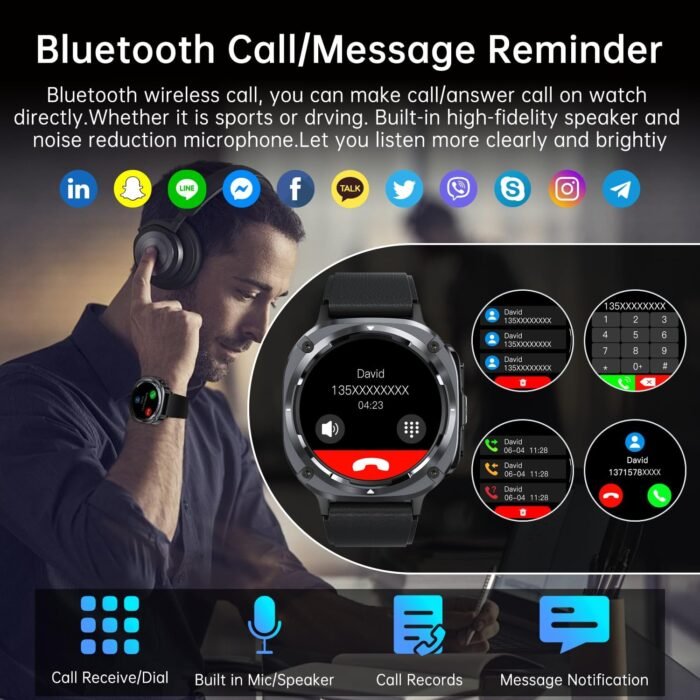 Smart Watch for Men Fitness Tracker: Bluetooth Make Answer Call Digital Mens Watches Waterproof Running Smartwatch for Android Phones iPhone Samsung Compatible Sleep Heart Rate Monitor Step Pedometer - Image 3