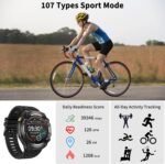 Military Smart Watch with GPS, Pressure/Altitude/Compass, Rugged Smartwatch for Men with 650mAh Extra-Large Battery, Answer/Make Call, 100+ Sports Mode, Metal Body Fitness Tracker for Android iOS - Image 6