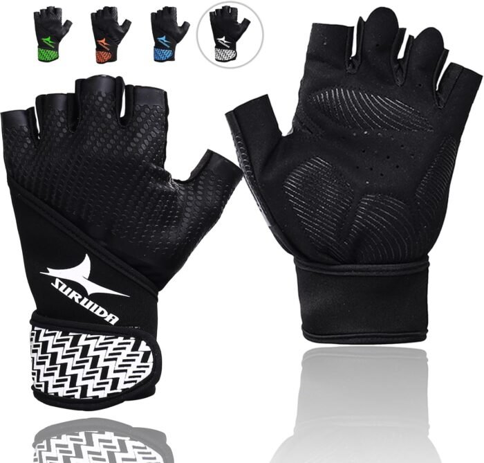 Workout Gloves for Men&Women,Full Palm Protection Weight Lifting Gym Gloves Half Finger Cycling Exercise Gloves with Wrist Wrap Support - Image 2