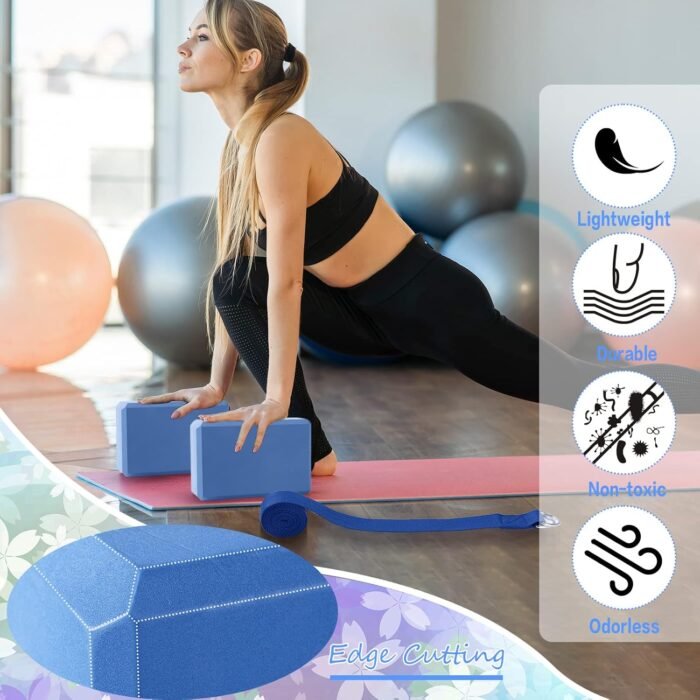 Outus 20 Pack Yoga Blocks and Straps Non-Slip EVA Foam Blocks with Metal D Ring Straps for Gym Exercise and Workout - Image 5