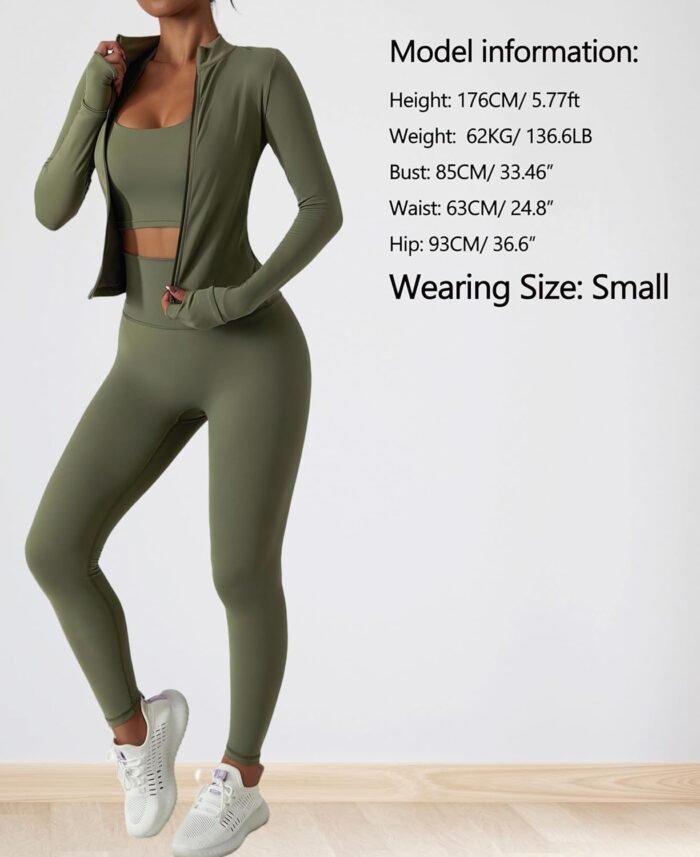 Yknktstc Womens Two Piece Tracksuit Set Long Sleeve Zipper Jacket with Athletic High Waist Leggings Workout Outfit - Image 5