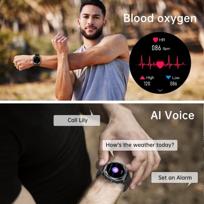Smart Watch for Men Fitness Tracker: Bluetooth Make Answer Call Digital Mens Watches Waterproof Running Smartwatch for Android Phones iPhone Samsung Compatible Sleep Heart Rate Monitor Step Pedometer - Image 8