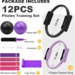 Pilates Ring Fitness Circles Set, Dual Padded Handles Home Pilates Equipment Set for Women Includes 2 Pilates Ring, 2 Pilates Mini Ball, and 5 Resistance Bands at Home Pilates Workout Set - Image 5