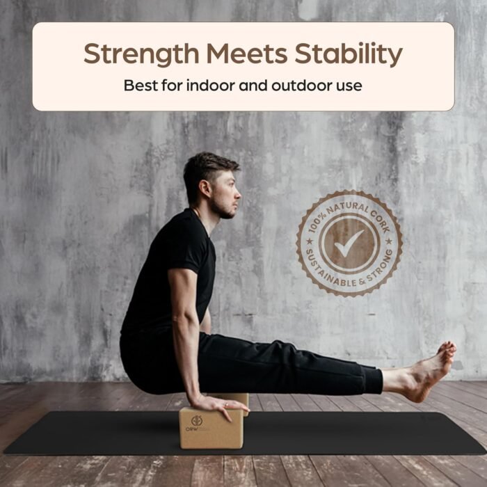 ORW OREN’S Natural Cork Yoga Block – 9”x6”x3”, 1.5 lbs – Heavyweight, Non-Slip, Eco-Friendly Support for Balance, Stretching, Pilates & Fitness – Dense Yoga Prop for All Levels - Image 5