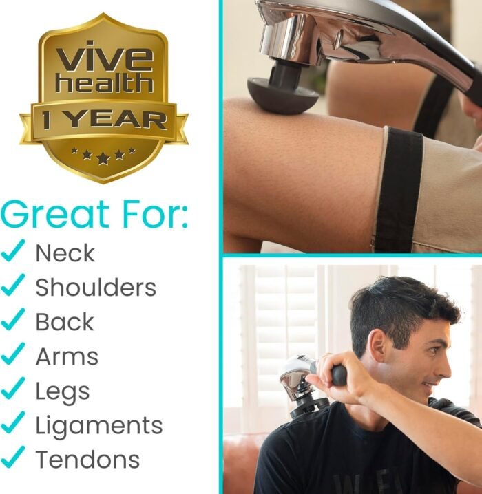 Vive Handheld Massager Cordless - Hand Held Deep Tissue Massage Tool for Back, Full Body, Foot and Neck Muscle - 6 Modes for Men, Women - Portable and Rechargeable - Pressure Point Acupressure - Image 10