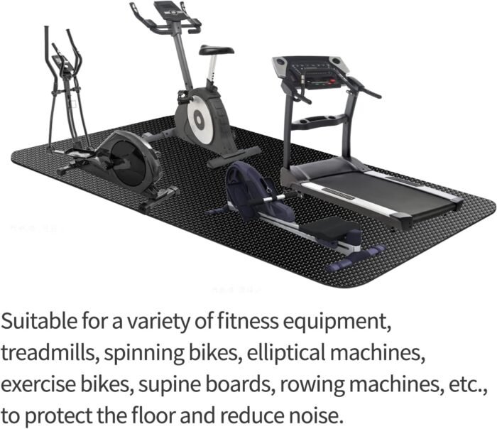 Exercise Equipment Mat,Treadmill Mat,Bike Mat Compatible with Peloton Bike Elliptical Treadmill Mat,Under Exercise Bike Trainer Mat Pad for Stationary Indoor Spin Bike (60"x23.6") - Image 5