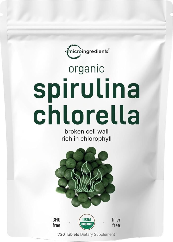 Organic Spirulina Chlorella Tablets, 3,000mg Per Serving, 720 Tablets (4 Month Supply) | 50/50 Blend Superfood | Cracked Cell Wall for Better Absorption | Rich in Vegan Protein & Chlorophyll - Image 2