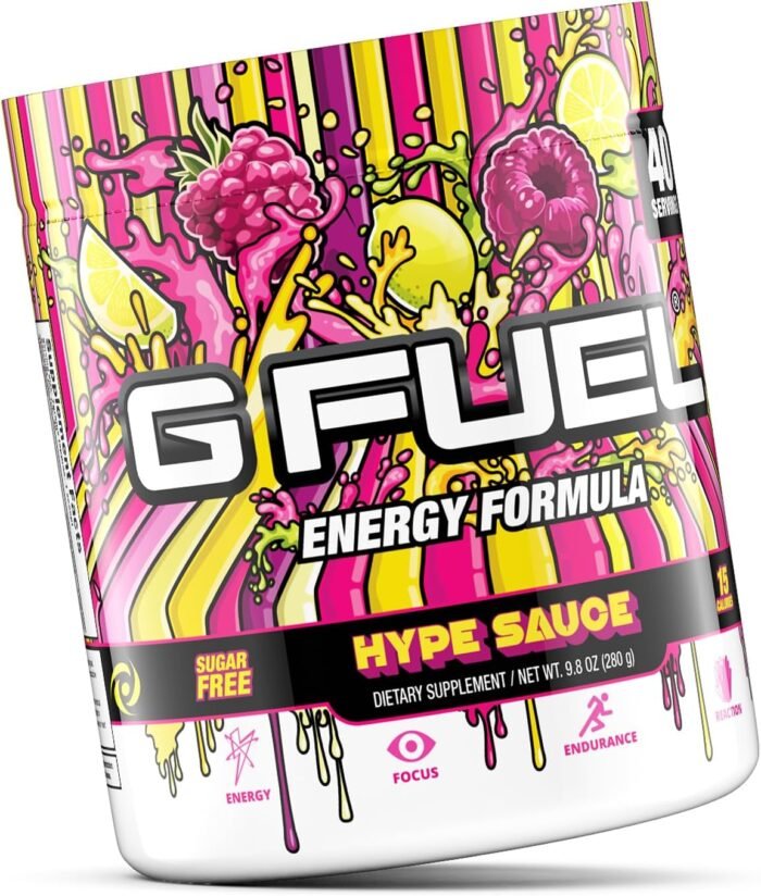 G Fuel Hype Sauce Energy Drink Powder, Pre Workout Caffeine Mix for Gaming, Sugar Free Focus Amino, Vitamin + Antioxidants, 9.9oz (Raspberry Lemonade, 40 Servings) - Image 8