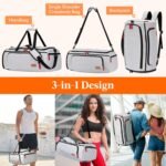 Lifewit Gym Bag for Men & Women with Shoe Compartment, 40L Carry On Duffle Bag for Travel, 3 In 1 Waterproof Weekender Workout Overnight Sports Backpack with Dry and Wet Seperation, Silver Gray - Image 3