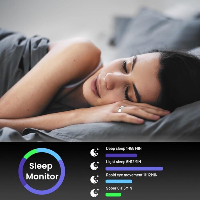 Smart Ring for Women & Men, Smart Ring Health Tracker, Blood Oxygen & Heart Rate Monitor Sleep Ring, Waterproof Fitness Ring, Long Lasting Battery Smart Rings (Gold, #8) - Image 5
