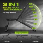ANCHEER Basic Weight Bench for Home Gym, Fast Foldable Workout Bench Press for Home Gym, Full Body Strength Training Bench with 8 Adjustable Backrests Incline/Flat/Decline Exercise - New Version - Image 4