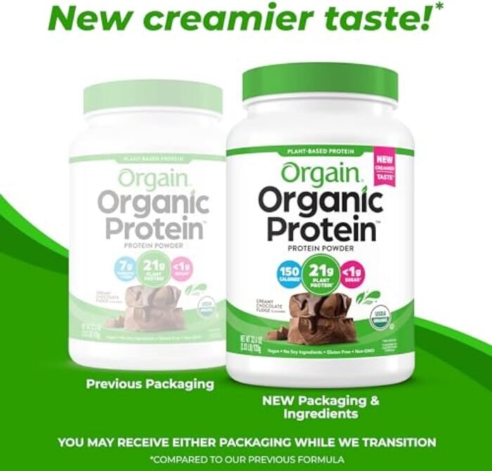Orgain Organic Vegan Protein Powder, Creamy Chocolate Fudge - 21g Plant Protein, 6g Prebiotic Fiber, Low Net Carb, No Lactose Ingredients, No Added Sugar, Non-GMO, For Shakes & Smoothies, 2.03 lb - Image 4