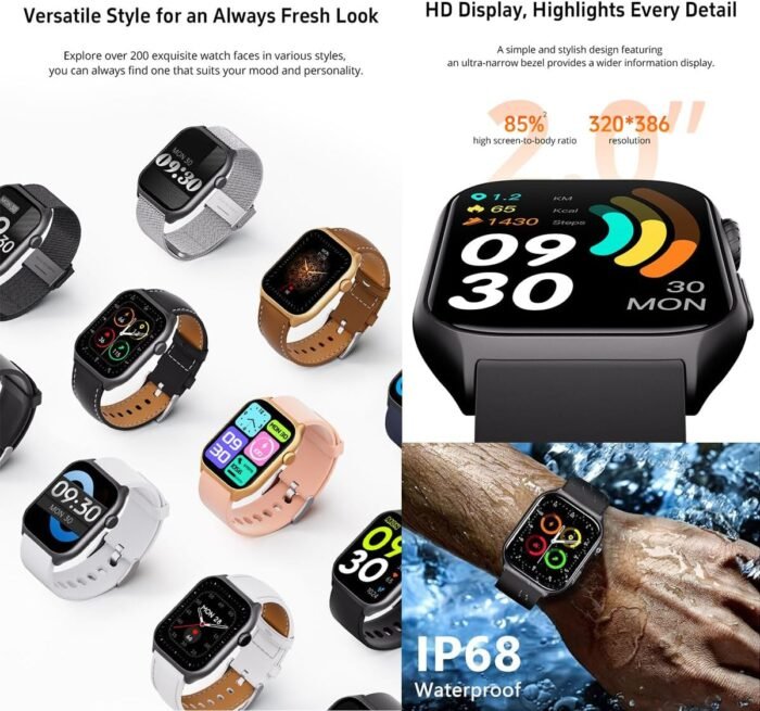 Fitness Tracker, Smart Watch with 24/7 Heart Rate Sleep Tracker with Calorie Step Counter Multi-Function, IP68 Waterproof Activity Tracker for Women Men Android iOS (Black) - Image 7