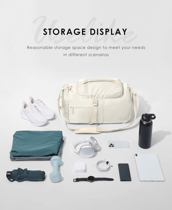 Gym Bag for Women Workout Gym Backpack with Shoe Compartment Sports Duffel Bag Multiple Pockets 30L (Cream) - Image 6