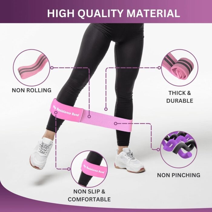 Adjustable Fabric Resistance Bands with Medium Resistance Levels, Non-Slip Exercise Bands for Men and Women, Perfect Workout Bands for Glutes and Lower Body Training - 1 Pack - Image 4