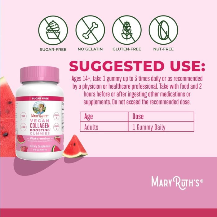 MaryRuth Organics Vegan Collagen for Women & Men, Collagen Boosting Gummies, Skin Care, Lysine, Vitamin C, Vitamin A, Amla, Supplement for Hair & Skin, Vegan, Non-GMO, Gluten Free, 90 Servings - Image 4
