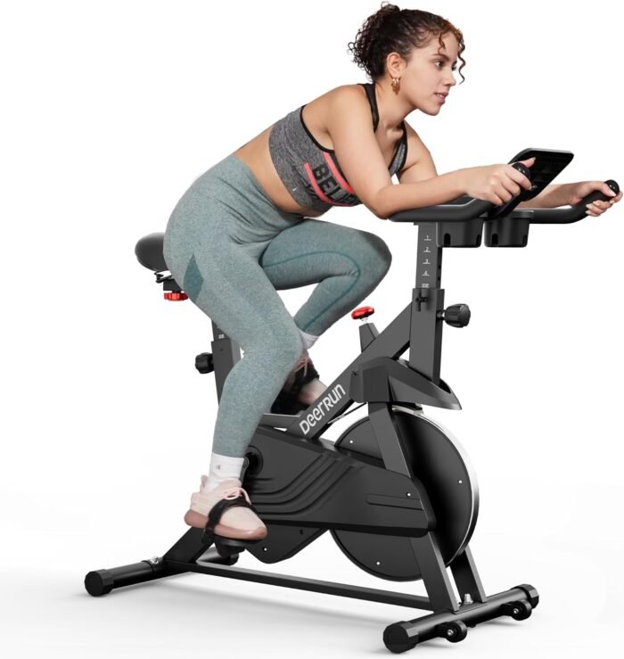 DeerRun Exercise Bike, Indoor Cycling Bike Brake Pad/Adjustable Magnetic Stationary Bike with App, Low Noise Workout Bike for Home Cardio 300lbs Weight Capacity with Pad Mount & LCD Monitor - Image 2