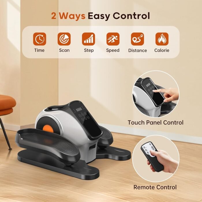 Under Desk Elliptical for Seniors, 2-in-1 Electric Leg Exerciser with Remote, 10 Resistance Levels & 10 Speeds, 3 Auto Modes, Quiet & Fully Assembled, Non-Slip Pedals - Image 8