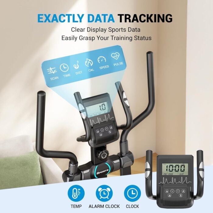 THERUN Elliptical Exercise Machine, Elliptical Machine for Home w/Whisper-Quiet Magnetic Driving System, Elliptical Trainer w/ 15.3" Stride, 16 Resistance Levels, 8KG Flywheel, Bottle Holder - Image 7