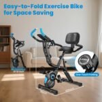 pooboo Foldable Exercise Bike, Multifunctional Indoor Stationary Bikes for Home with 8-Level Magnetic Resistance, Quiet Workout Bike with Arm Resistance Bands, LCD Monitor, 300LBS Capacity - Image 9