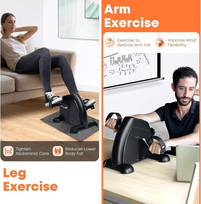 Mini Exercise Bike, AGM Under Desk Bike Pedal Exerciser Foot Cycle Arm & Leg Pedal Exerciser with LCD Screen Displays - Image 5