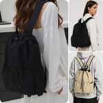 Casual Drawstring Backpack, 20L String Bag Gym Backpacks for Men Women, Water-Resistant Sports Bag Workout Backpack for Beach Swim Hiking Basketball Outdoor Activities Carry Everywhere, Black - Image 4