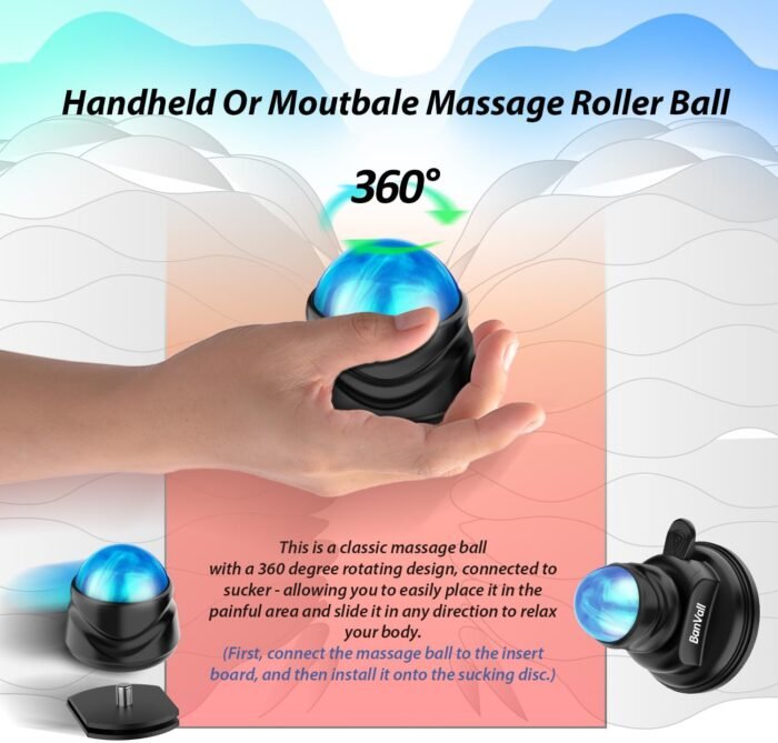 Roller Massage Ball Set for Myofascial Release,Muscles Deep Tissue Massage,Lymphatic Drainage,Wall Mountable Suction Cup for Trigger Point Therapy,Reduce Back Pain and Every Part of The Body - Image 8
