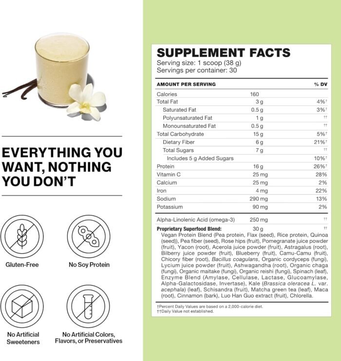 Shakeology Plant Based Protein Powder Blend – Gluten-Free Shake with Vitamins and Minerals – Helps Support Weight Loss, Lean Muscle, Gut Health – Vanilla, 30 Servings - Image 3