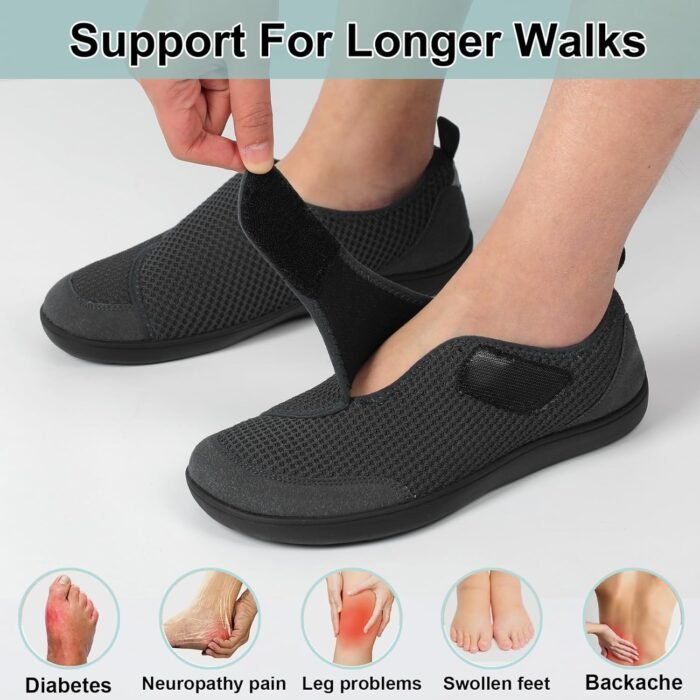 LeIsfIt Mens Walking Shoes Wide Diabetic Shoes Adjustable Barefoot Shoes Breathable Zero Drop Shoes Wide Width Arthritis Edema Shoes - Image 5