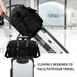 Travel Duffel Tote Bag with Dry Wet Separation Pocket, Weekender Bag for Women and Men,Waterproof Bag with Shoe Compartment Lightweight and Easy Carry on Black - Image 3