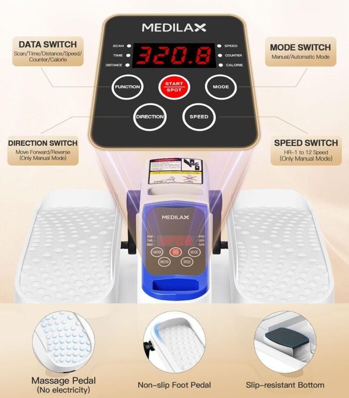 Under Desk Elliptical Machine,Ellipse Leg Exerciser Electric with Remoter,12 Manual Adjustable Speed and 3 Automatic Speed,Portable Seated Pedal Exerciser for Seniors,Adults,Home,Office - Image 5