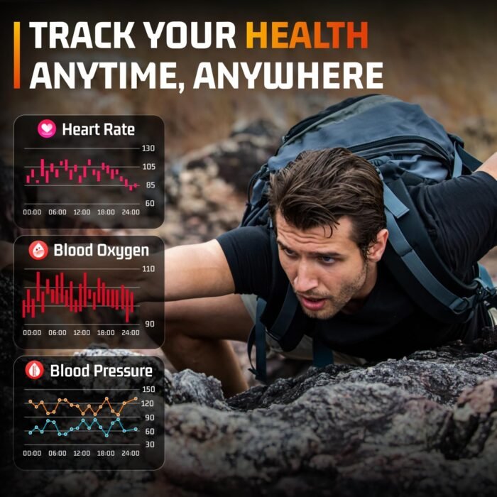 Military Smart Watches for Men-2.06”AMOLED Bluetooth Calls, IP68 Fitness Activity Step Tracker with Sleep Monitor/Pedometer/110+ Sports Modes, Tactical Smart Watch for Android iOS Samsung Compatible - Image 5