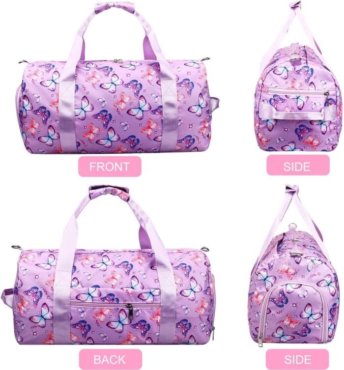Gym Travel Duffle Bag for Girls - Gymnastics Sports Dance Bag with Shoe Compartment & Wet Pocket Panda Kids Travel Bag Teens Weekender Sleepover Carry On Bag - Image 3