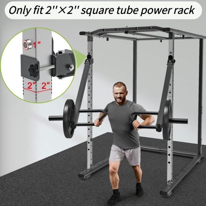SELEWARE Adjustable Lever Arms Heavy Duty Jammer Arms for 2'' x 2'' and 3'' x 3''Power Racks Rated 600 lbs Per Arm for Strength Training Home Gym Workout Attachments Compatible with 2" Olympic Plates - Image 3